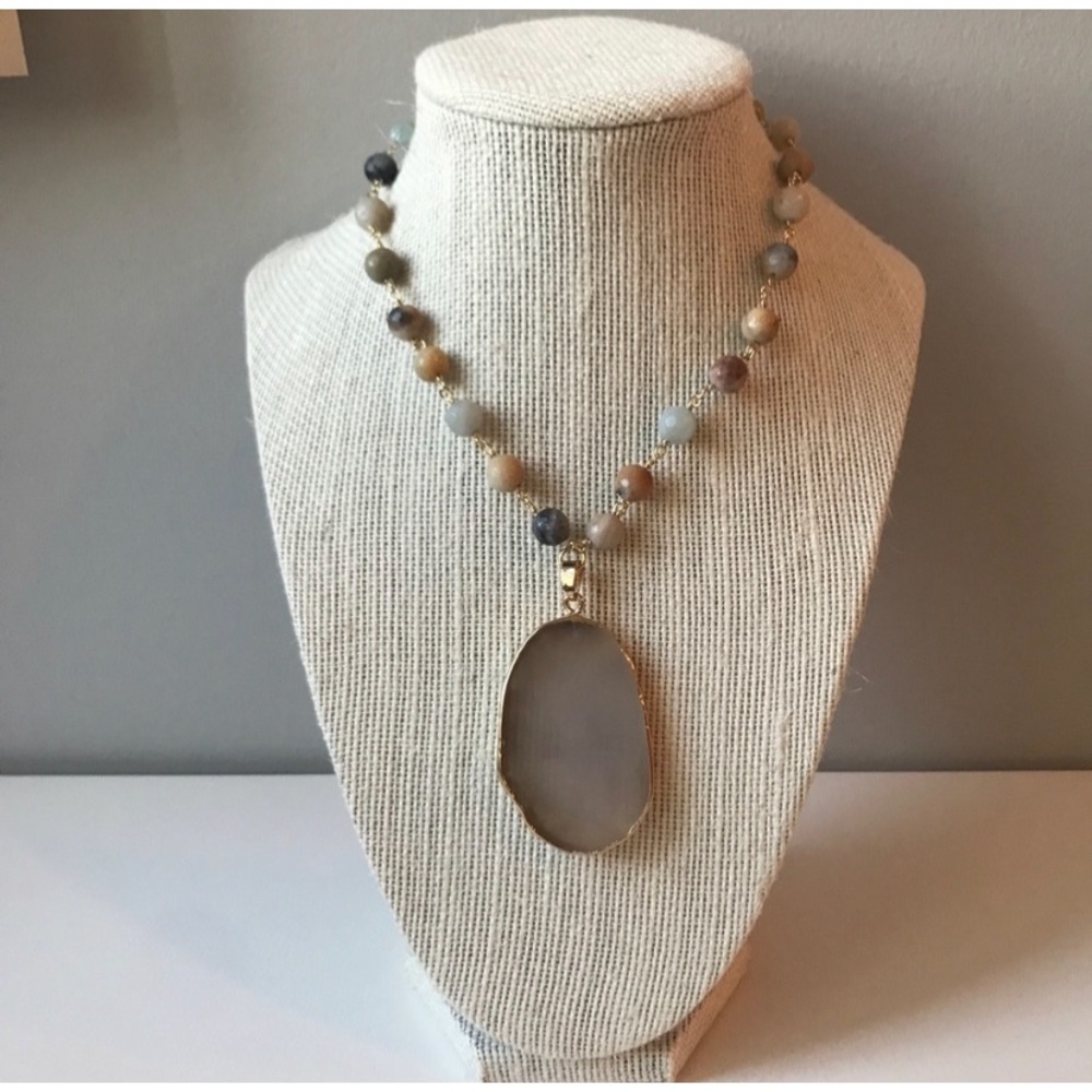 Boutique handmade amazonite & agate necklace